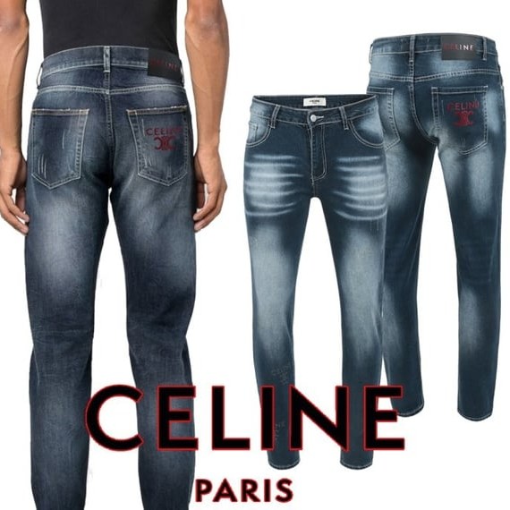 CELINE 셀린느 레드로고 멀티나염 워싱 진청 슬림진