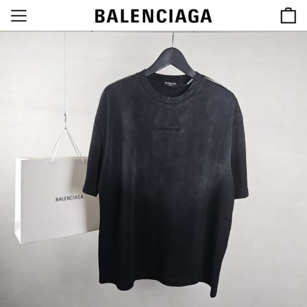 BALENCIAGA 발렌시아가 gradation 자수로고 피그먼트 라운드 티셔츠
