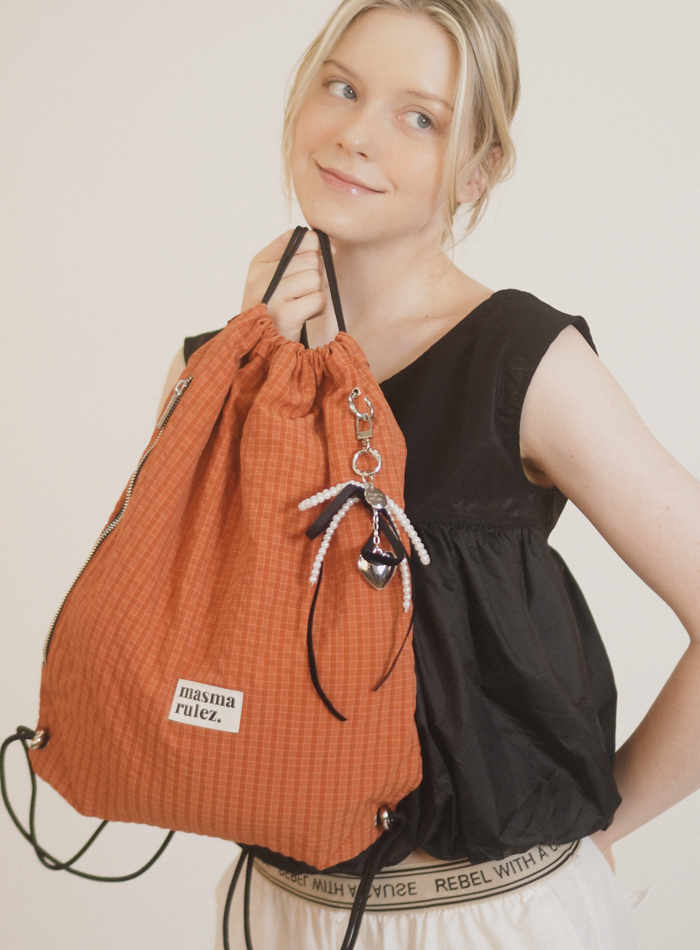 【masmarulez】韓国人気★ Gym Sack String Bag _ Plaid Check masmarulez】韓国人気☆ Gym Sack String Bag _ Plaid Check