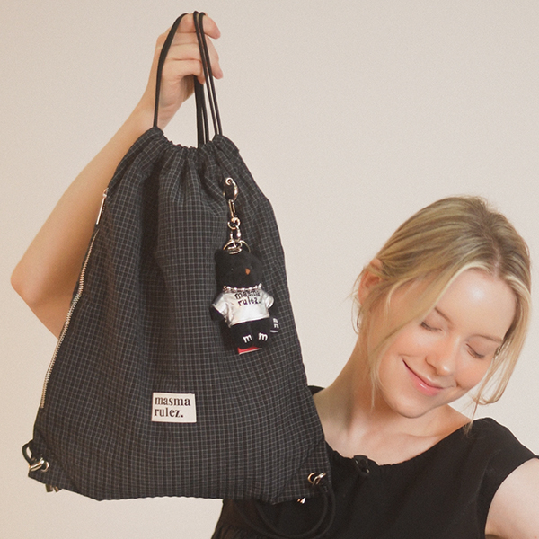 ◆masmarulez◆ Gym sack string bag plaid check navy black 5 Gym sack string bag _ plaid check navy black : Masmarulez