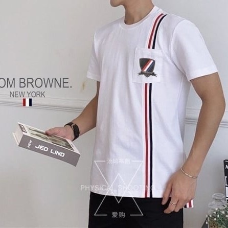 THOM BROWNE 톰브라운 방패 로고 절개 티셔츠