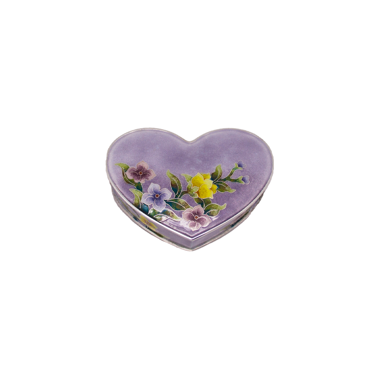 Balloon Flower Silver Cloisonné Heart Chest (violet)