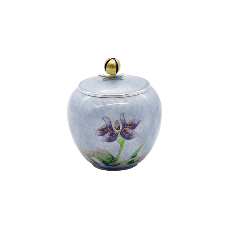 Lotus Silver Cloisonné Tea Chest (indigo)