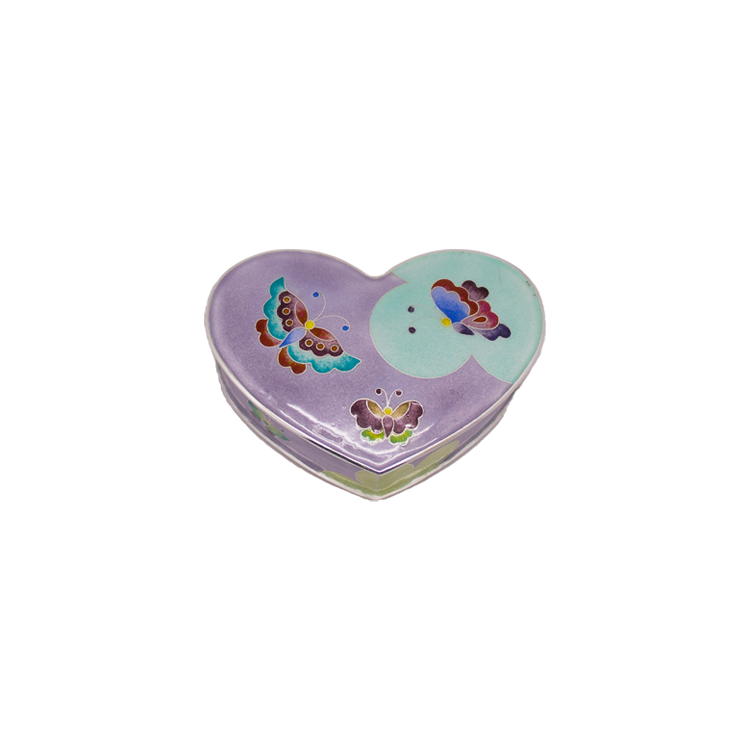 Butterfly Silver Cloisonné Heart Chest (sky blue)