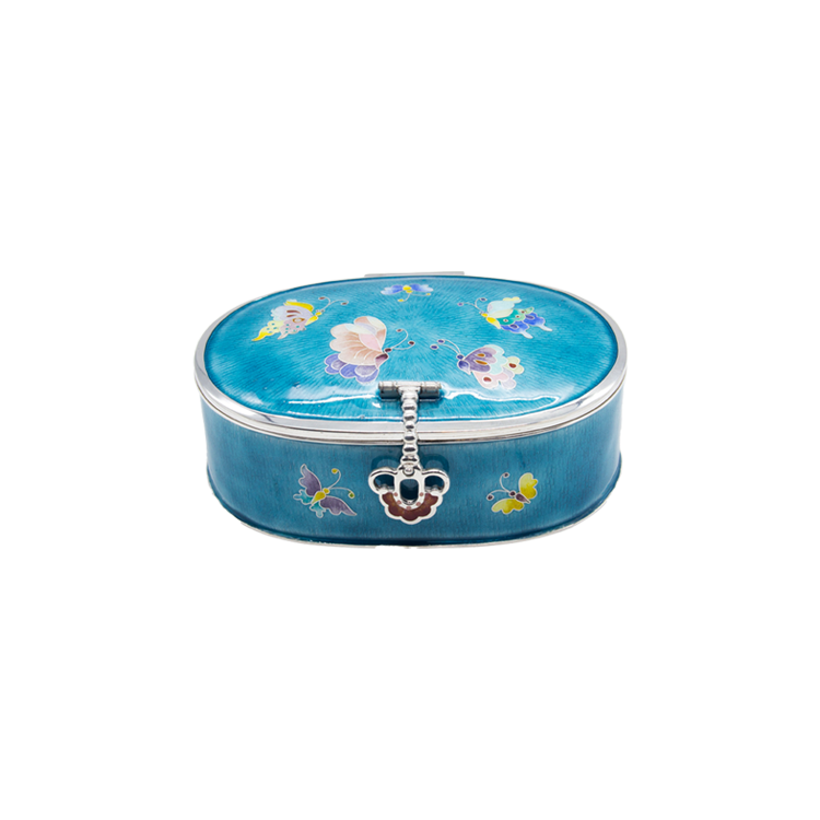 Butterfly Silver Cloisonné Oval Chest (mint)