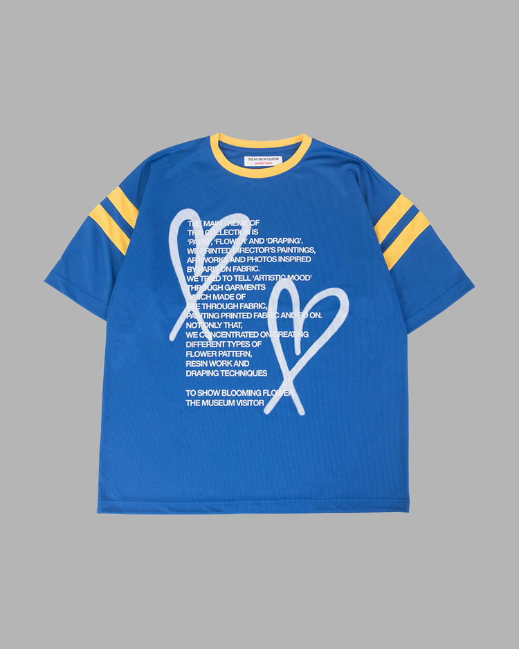 【THE MUSEUM VISITOR】HEART PRINTED T-SHIRTS/急いで HEART PRINTED ART JERSEY T-SHIRTS (BLUE) : THE MUSEUM VISITOR