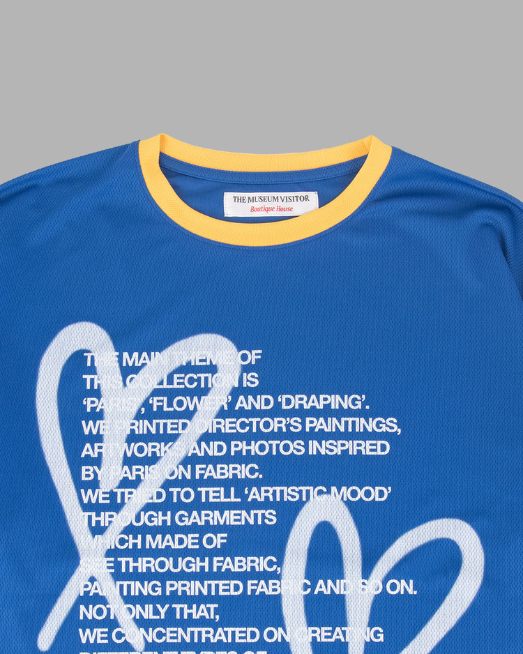 HEART PRINTED ART JERSEY T-SHIRTS (BLUE) : THE MUSEUM VISITOR