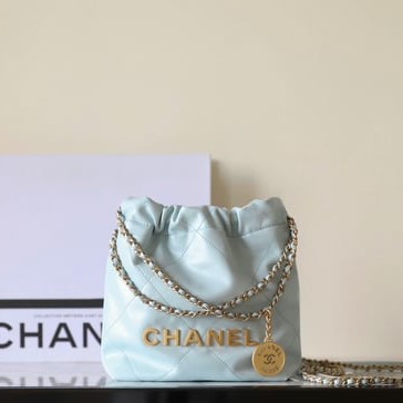 CHANEL 샤넬 22 미니백 금장 아이스크림 블루