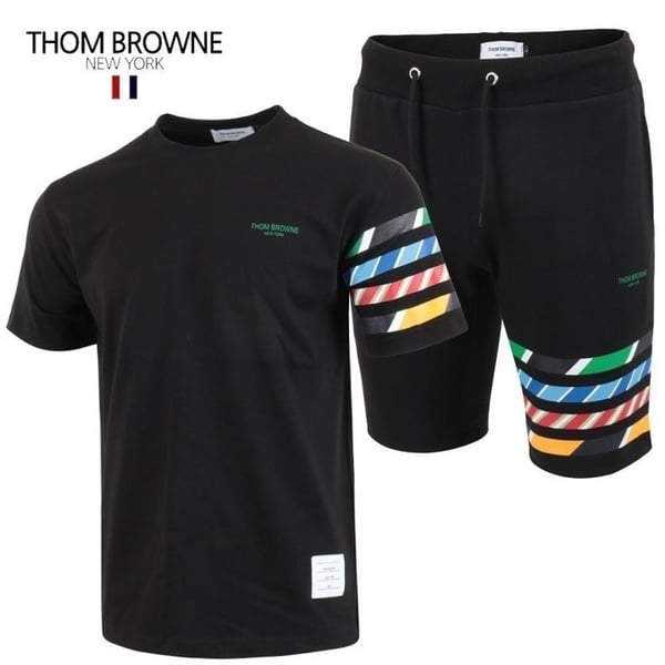 THOM BROWNE 톰브라운 8도 사선 나염 반팔 & 반바지 트레이닝세트