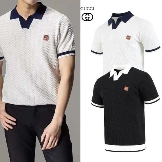 GUCCI 구찌 GG스틸 배색 카라 니트