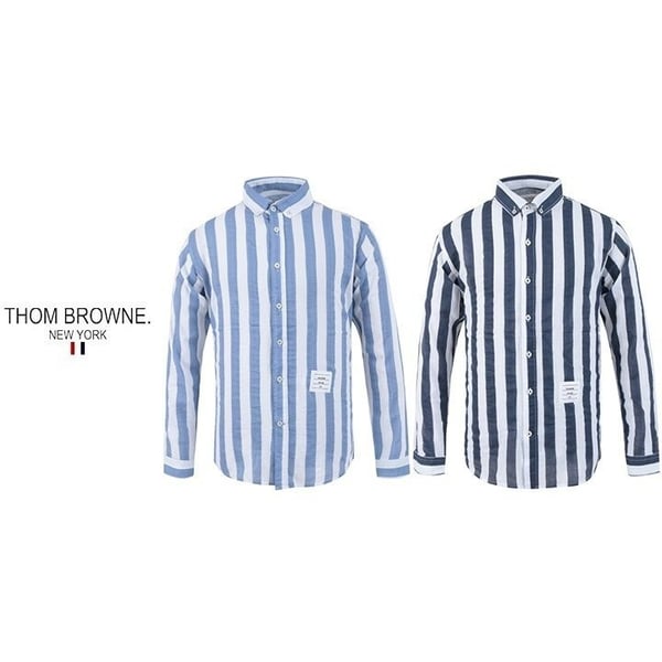 THOM BROWNE 톰브라운 댄디 스트라이프 워싱 린넨셔츠