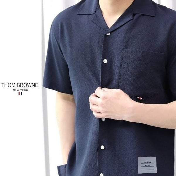 THOM BROWNE 톰브라운 라미 오픈카라 반팔셔츠