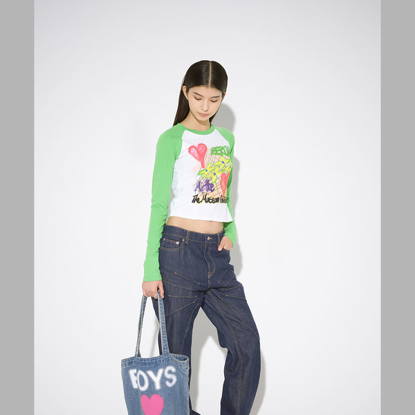 BNG PRINTED WASHED DENIM TOTE BAG (LIGHT BLUE) : THE MUSEUM