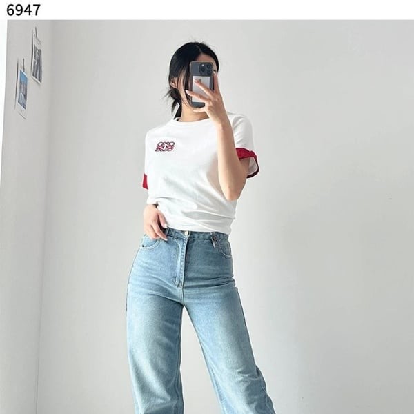 YSL 입생로랑 V 웨이스트 롱 배기 진