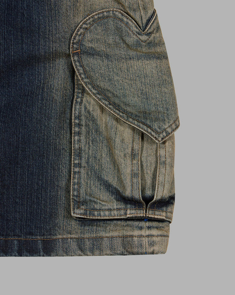 【THE MUSEUM VISITOR】HEART POCKET WASHED DENIM SKIRT HEART POCKET WASHED DENIM SKIRT : THE MUSEUM VISITOR