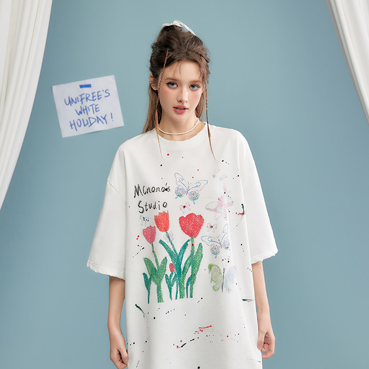 UNIFREE Vintage Round Neck Short Sleeve T-shirt : 유스키트 YOUTHKIT