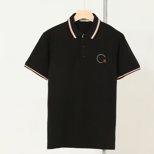 HERMES 에르메스  H로고 체크포인트 카라