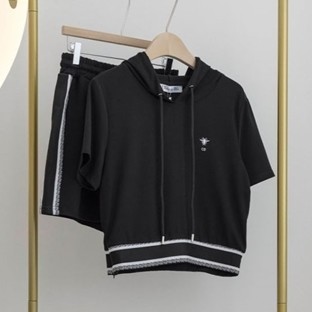 DIOR 디올 크롭 코튼저지 후디 & 반바지 세트