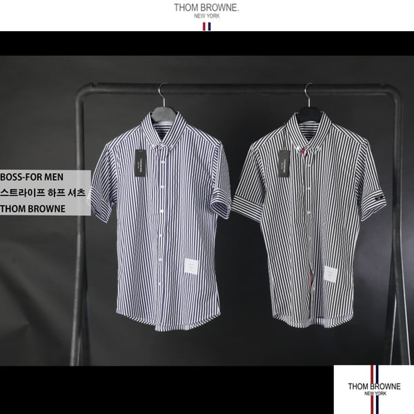 THOM BROWNE 톰브라운 스트라이프 하프 셔츠
