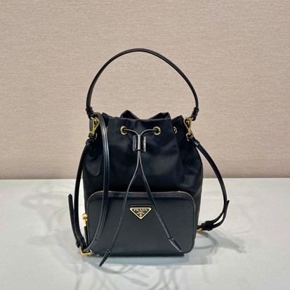 PRADA 프라다 듀엣 가죽 블랙 버킷백