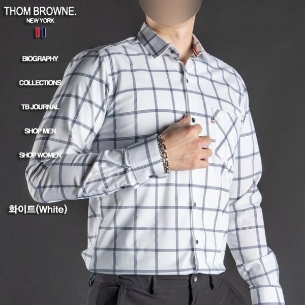 THOM BROWNE 톰브라운 파인체크 스판 셔츠