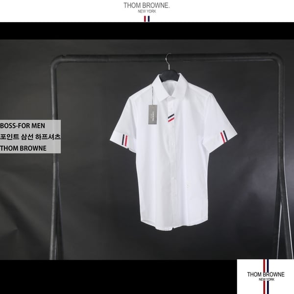 THOM BROWNE 톰브라운 포인트 삼선 하프 셔츠