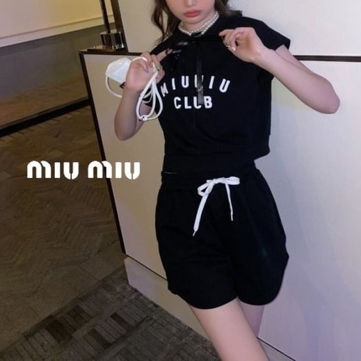 MIUMIU 미우미우 레터링시보리티.팬츠set