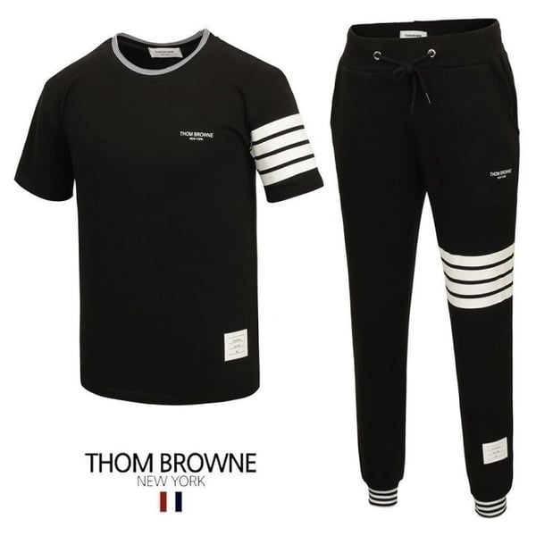 THOM BROWNE 톰브라운 사선 시보리 반팔 & 긴바지 세트