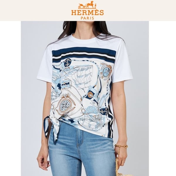 HERMES 에르메스 실크 마린T