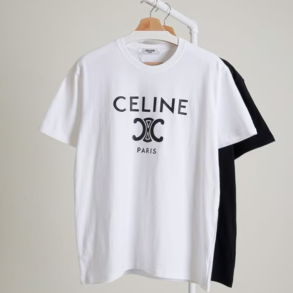 CELINE 셀린느 파리 트리오페 레터링 로거 코튼 저지 티셔츠