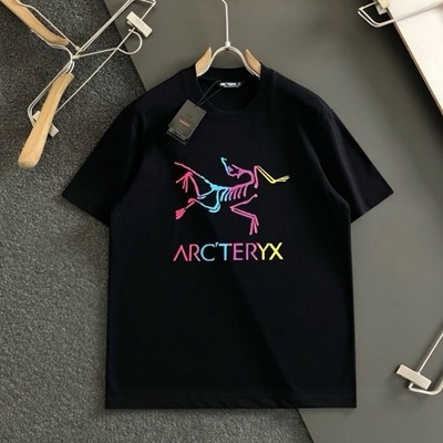 ARC'TERYX 아크테릭스 최신 가죽 라벨 로고 폼 라운드 넥 반팔 티셔츠