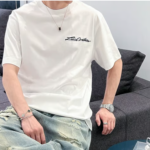 LOUIS VUITTON 루이비통 봄 여름 코튼 라운드 넥 반팔 티셔츠