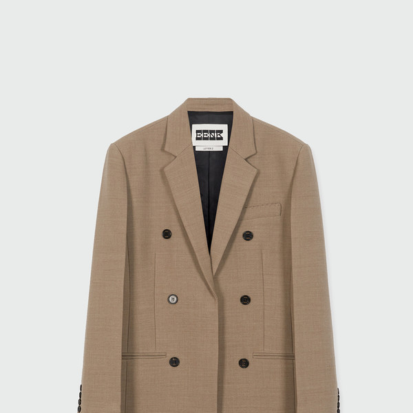 9/28まで　Trois Sanglier apron [beige] ZELL Single-Breasted Blazer - Beige : EENK SHOP