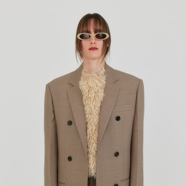 ZELL Single-Breasted Blazer - Beige : EENK SHOP