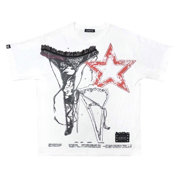NEEDLE T-PANTIES OVERSIZED TEE IN WHITE : KIMYO