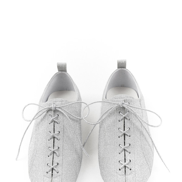 German Army Crown Jazz Shoes Corset Detaild Dancing Shoes (Silver