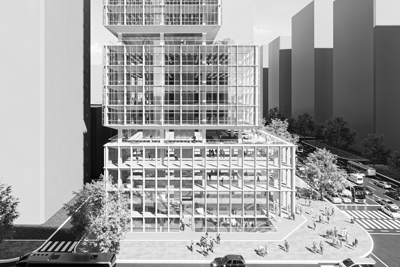 워크스페이스그룹이 강남 부동산개발 프로젝트를 통해 디자인한 타워 157 사무실 건물 3D 모델링 이미지 입니다. 서울 사무실인테리어를 위해 BUILDUS 솔루션을 활용합니다.