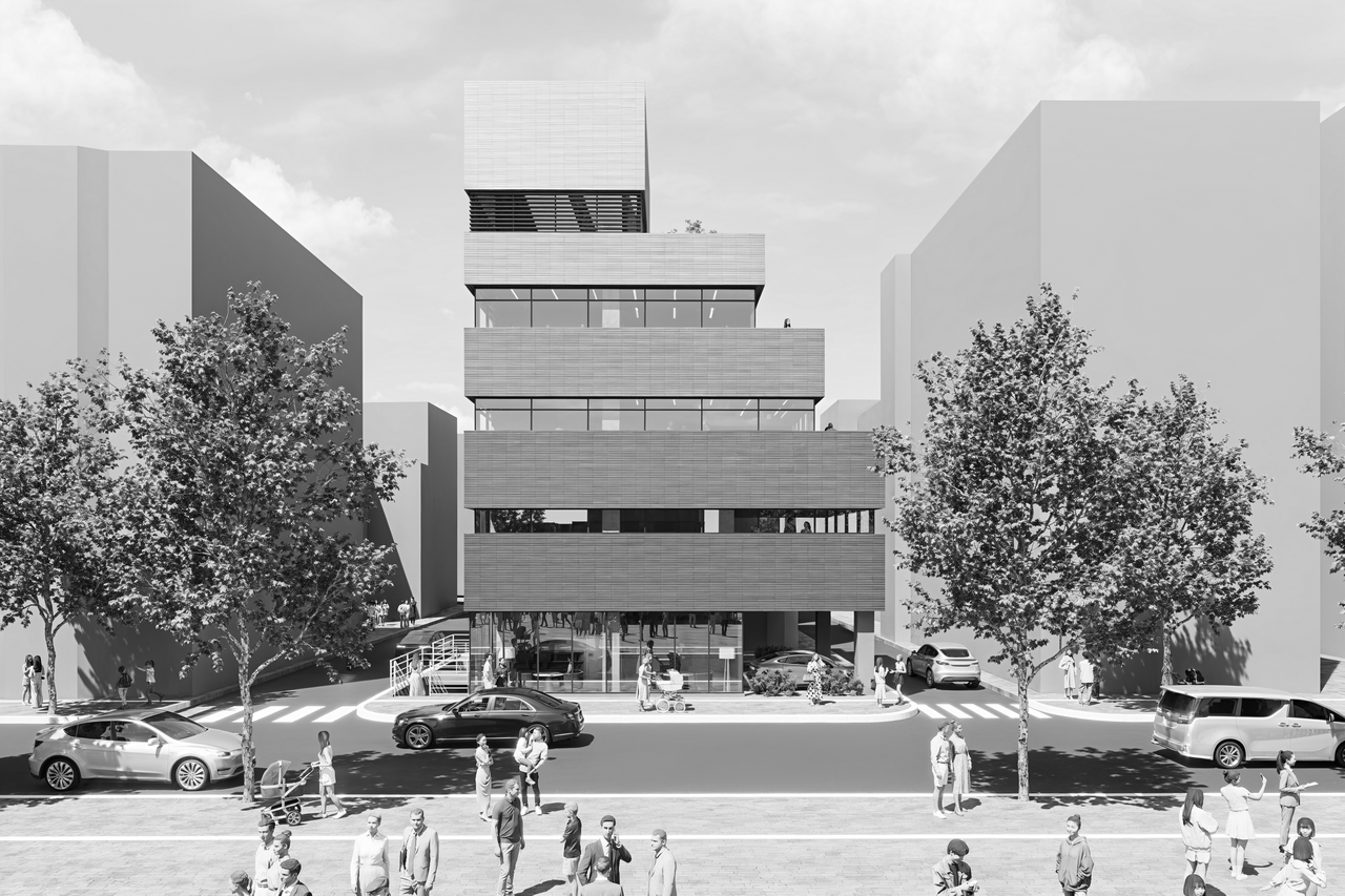 강남 상업시설 신축공사를 위해 디자인한 스텝바이스텝 빌딩 3D 모델링 이미지 입니다. BUILDUS 솔루션의 리모델링비용 산출 기능을 이용했으며 고급인테리어가 적용되었습니다.