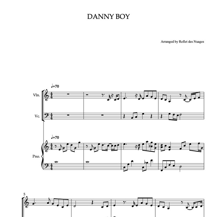 TRIO 楽譜] Danny Boy - ヴァイオリン、チェロ、ピアノトリオ 室内楽