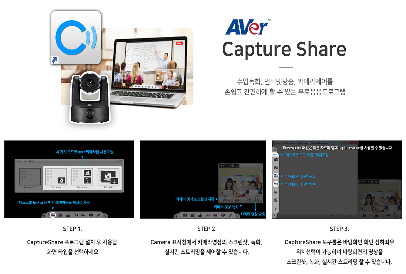 AVer PTC310 캡쳐앤쉐어 안내 이미지