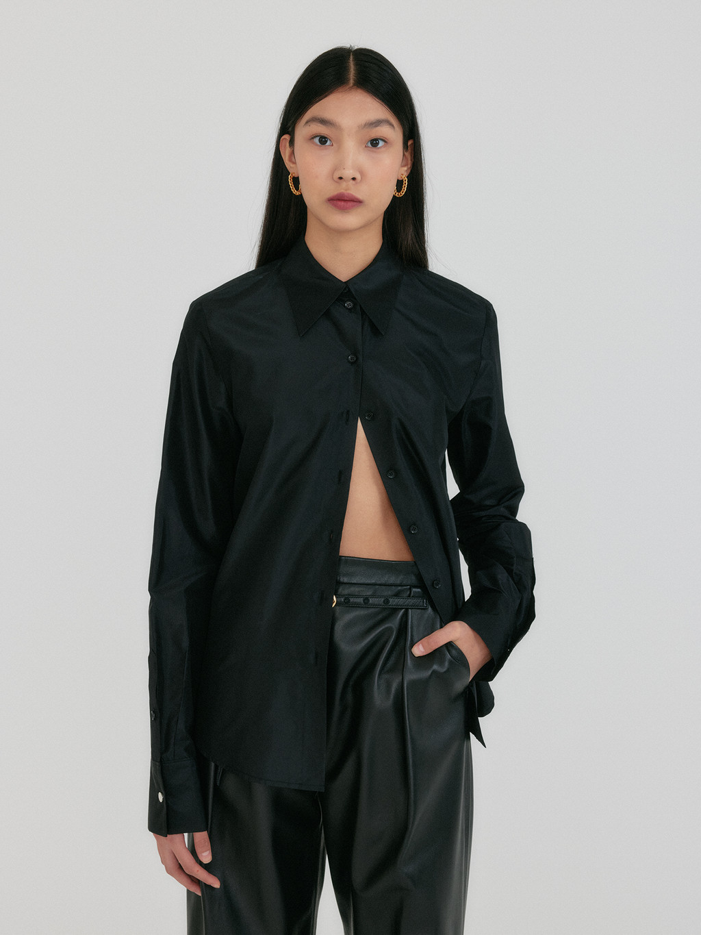 [EENK]ZIRINA Oversized Shirt - Black★日本未入荷 ZIRINA Oversized Shirt - Black : EENK SHOP