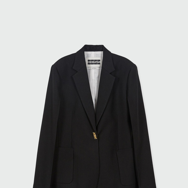 【EENK】Single-Breasted Blazer Black ZAKIT Single-Breasted Blazer with Brooch - Black : EENK SHOP