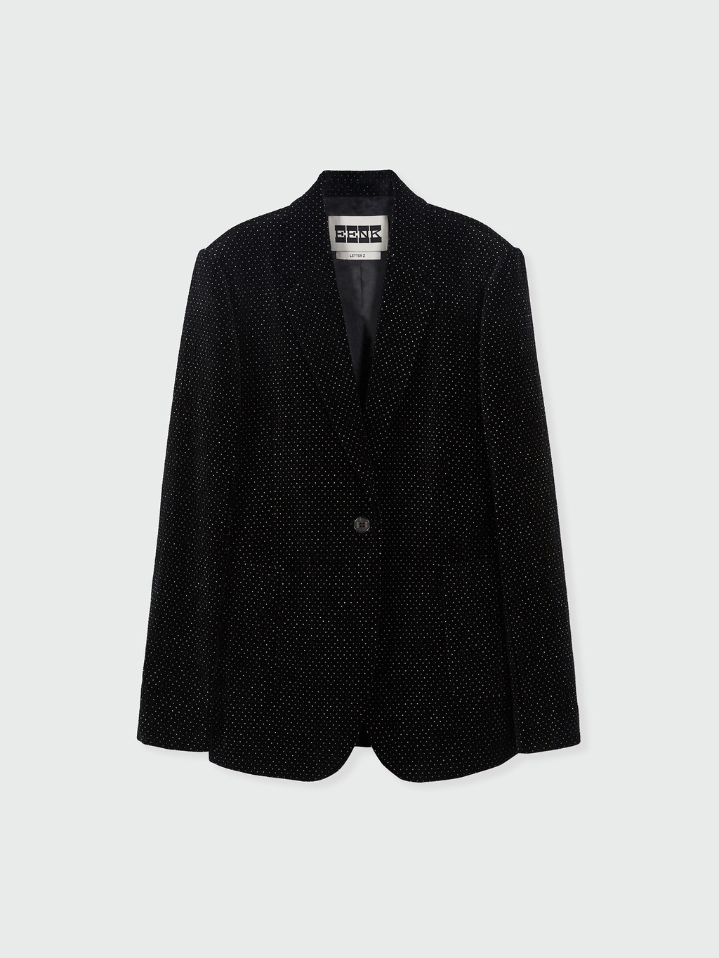 【EENK】Single-Breasted Blazer Black ZAKIT Single-Breasted Blazer with Brooch - Black Velvet