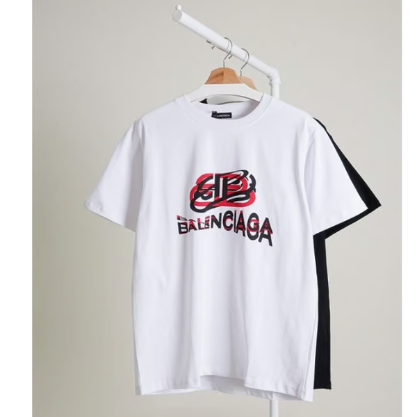 BALENCIAGA 발렌시아가 더블 B 그래픽 코튼 티셔츠
