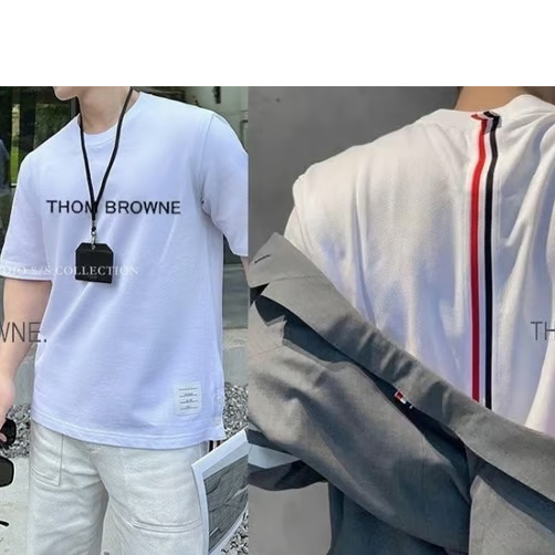 THOM BROWNE 톰브라운 로고 센터백 절개 티셔츠