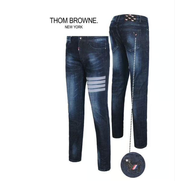 THOM BROWNE 톰브라운 강아지 자수 워싱 청바지
