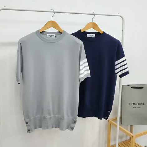 THOM BROWNE 톰브라운 사선 완장 반팔니트