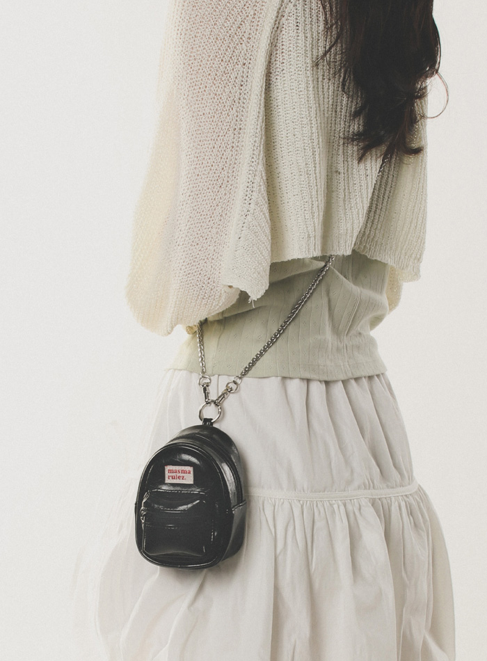 ◆masmarulez◆ mama leather miniature chain cross bag Black mama leather miniature chain cross bag _ Black : Masmarulez
