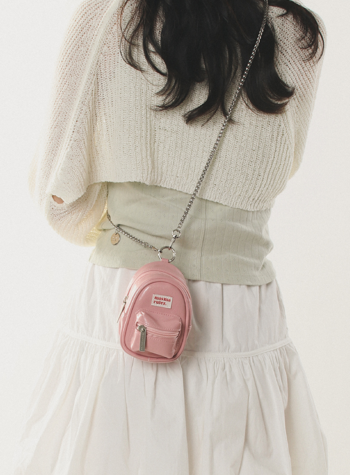 mama leather miniature chain cross bag _ Pink : Masmarulez