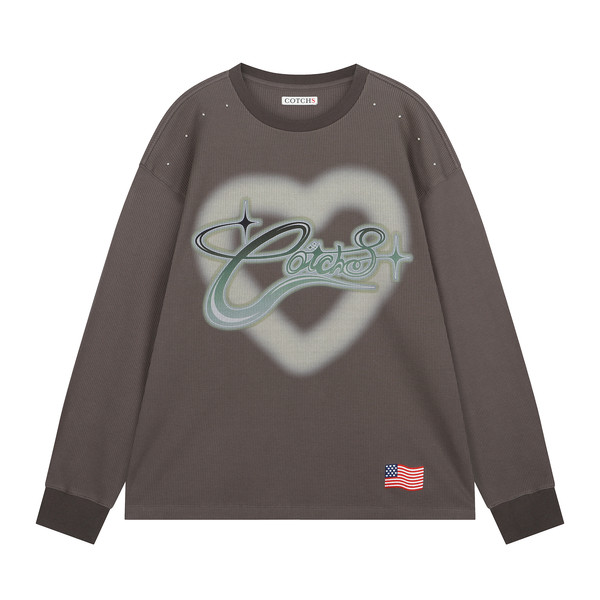 COTCHS★韓国★人気★男女兼用★LOVE COTCHS WAFFLE L/S TEE LOVE COTCHS WAFFLE L/S TEE(CHARCOAL) : COTCHS 카치스